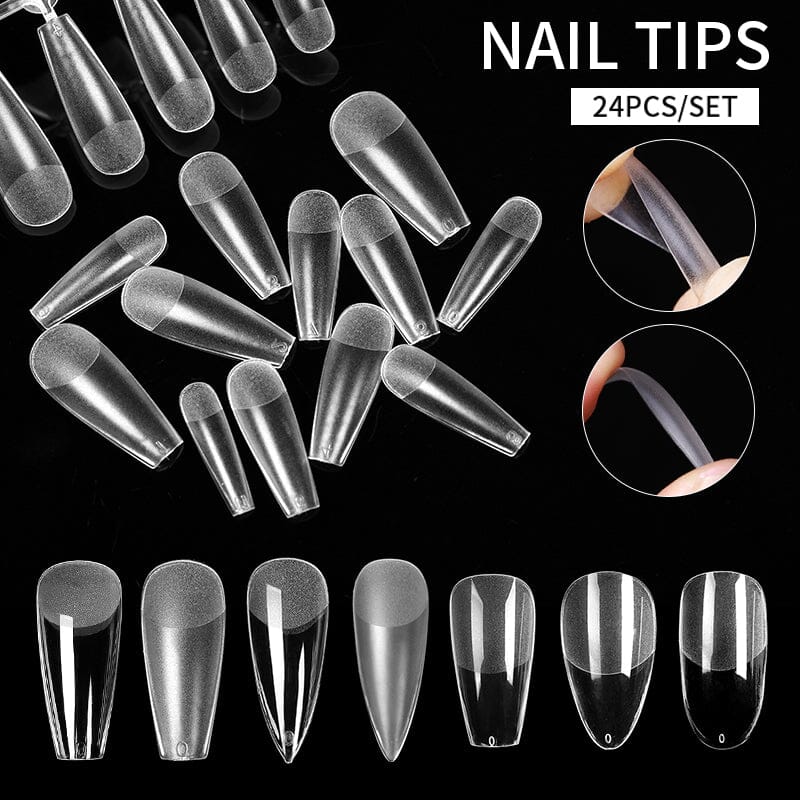24pcs Semi-frosted Medium Trapezoidal False Nail Tips - Image 5