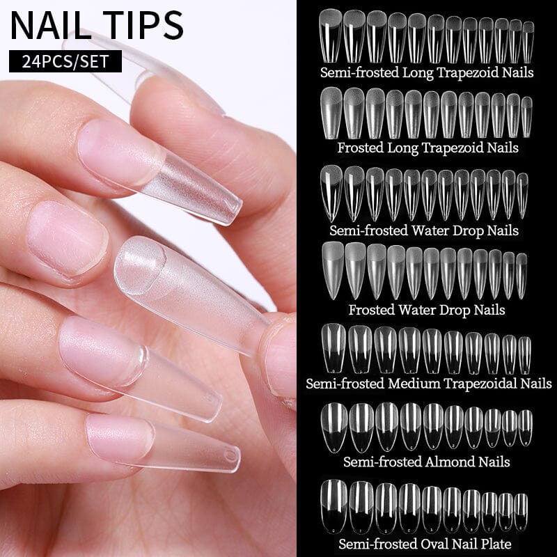 24pcs Semi-frosted Medium Trapezoidal False Nail Tips - Image 6