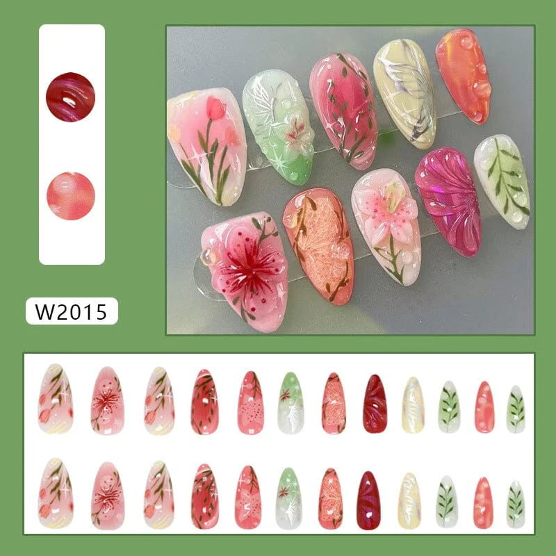 24pcs W2015 Almond Press on Nails