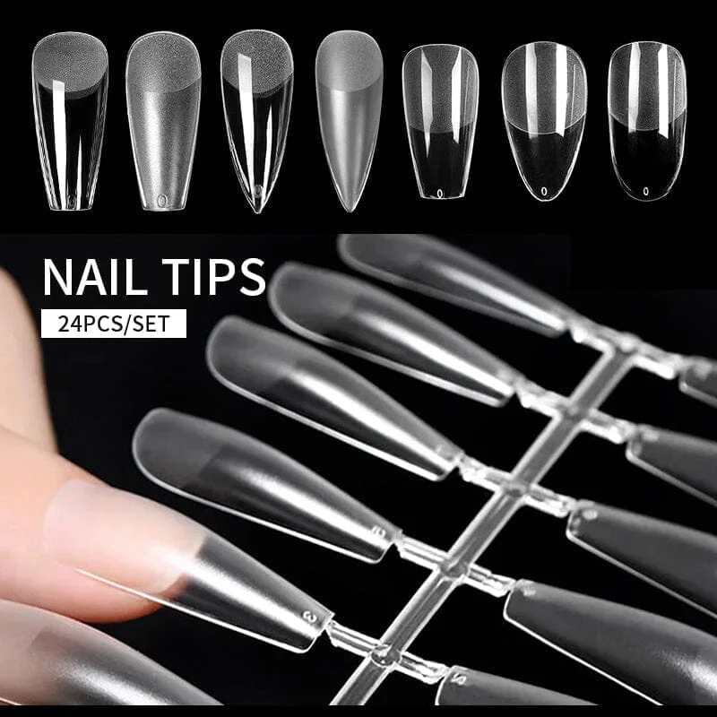 24pcs Water Drop Frosted False Nail Tips