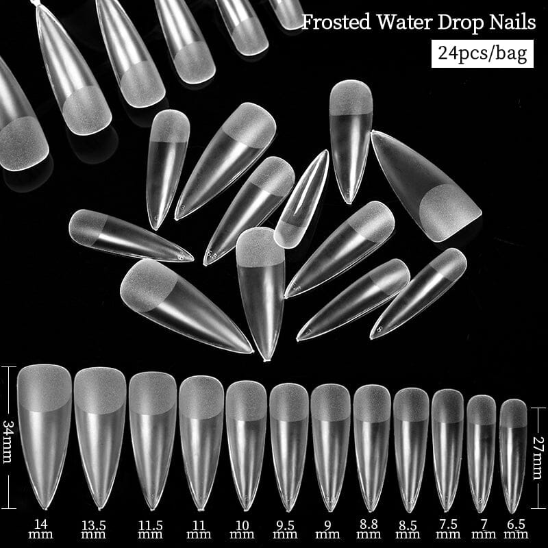 24pcs Water Drop Frosted False Nail Tips - Image 12