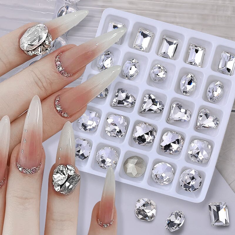 25pcs/box Mixed Shape Rhinestones #01 White - Image 2