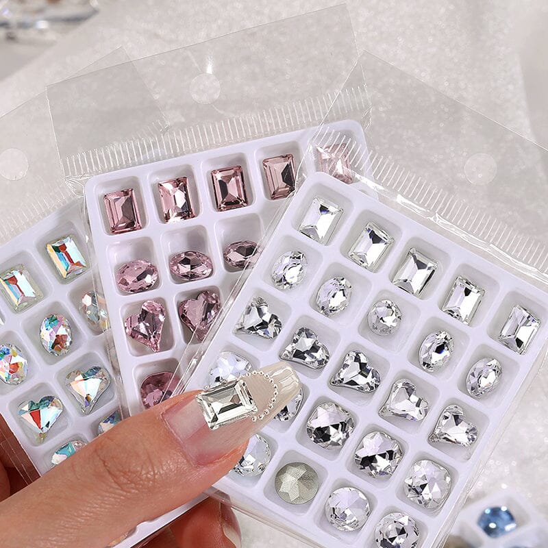25pcs/box Mixed Shape Rhinestones #01 White - Image 4