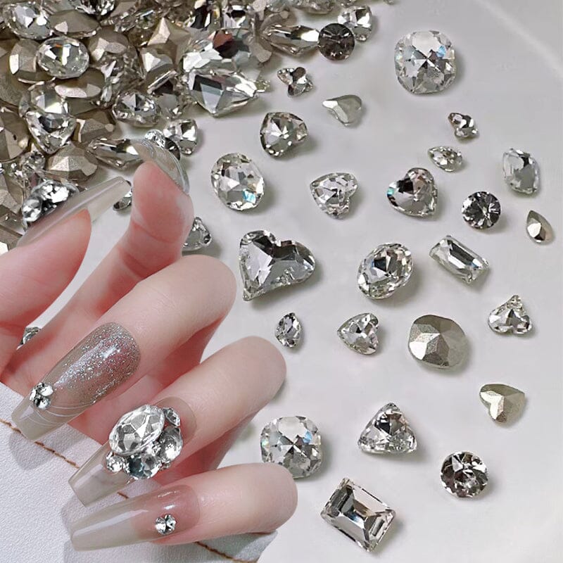 25pcs/box Mixed Shape Rhinestones #01 White - Image 5