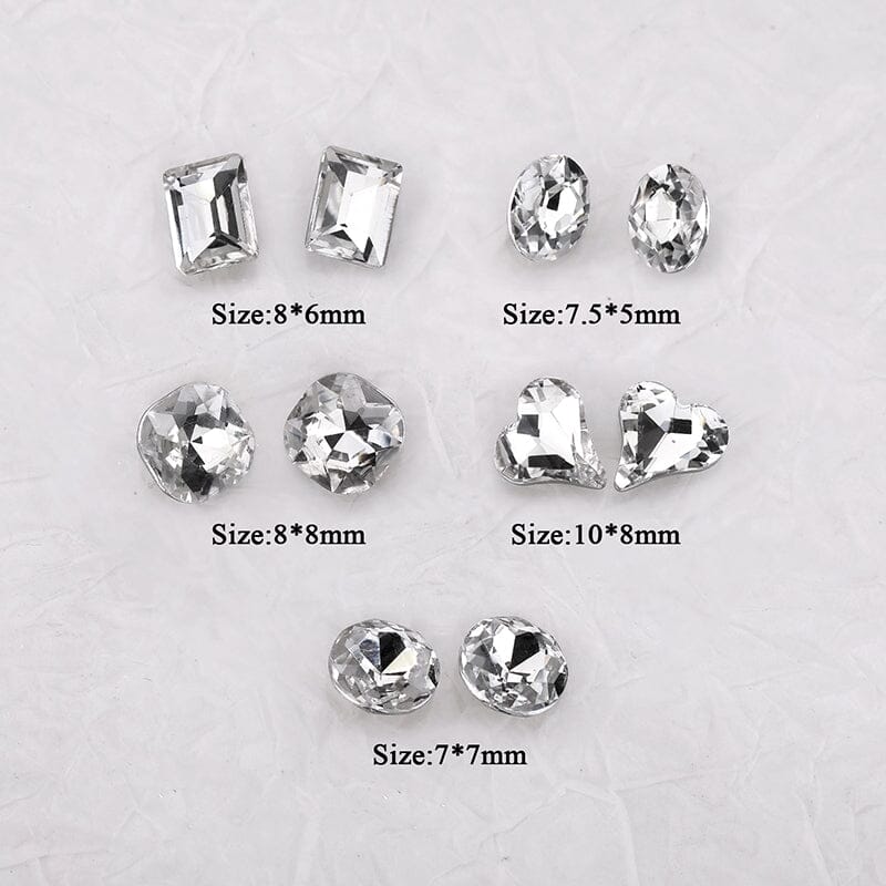 25pcs/box Mixed Shape Rhinestones #01 White - Image 6