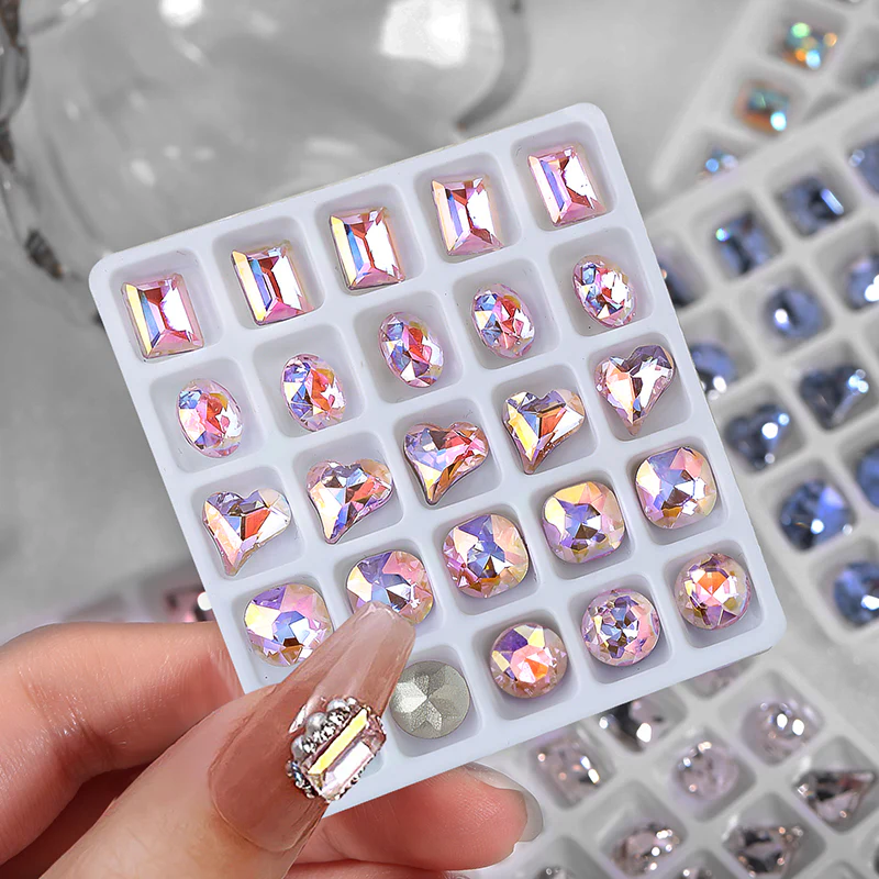 25pcs/box Mixed Shape Rhinestones #03 Pink - Image 4