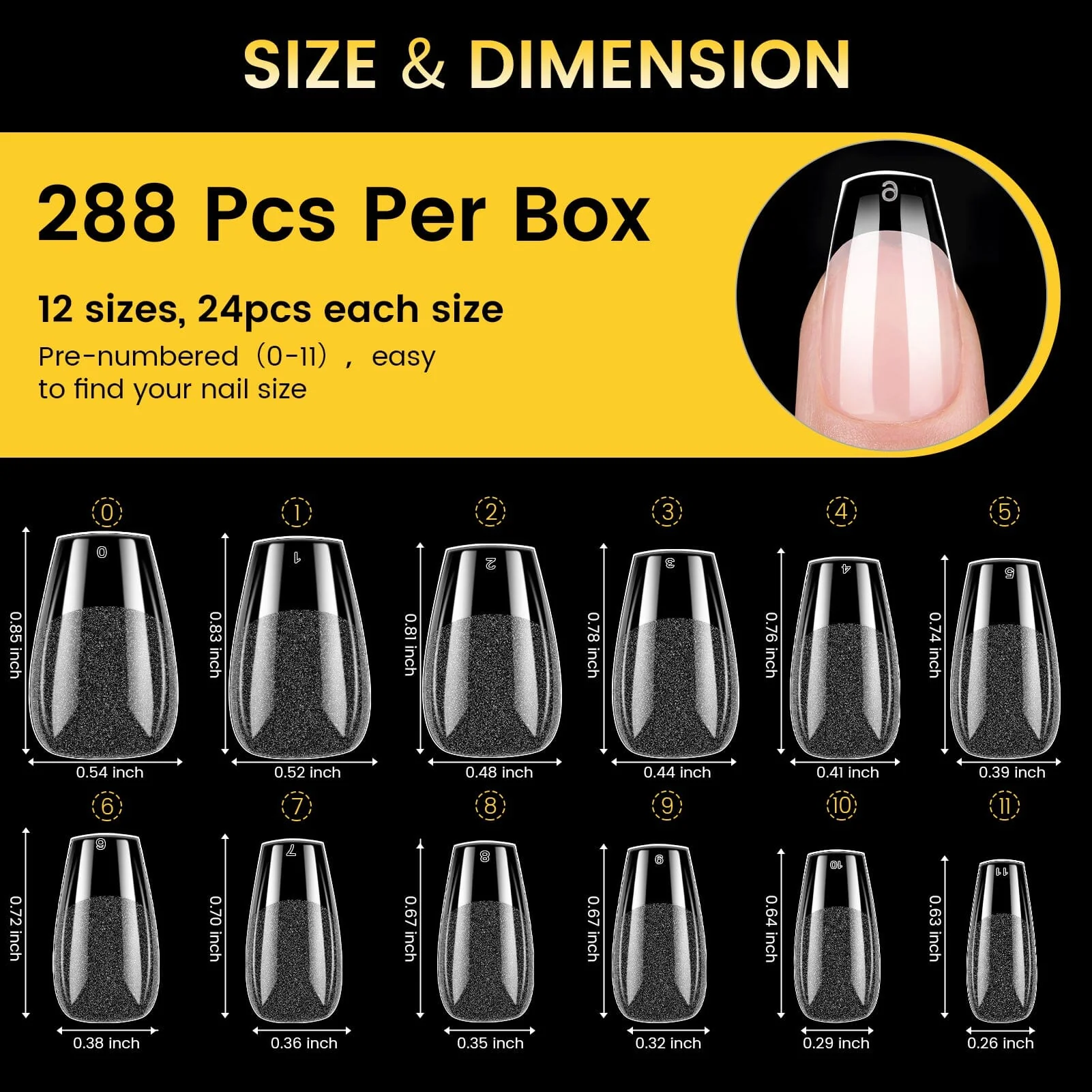 288pcs Short Coffin Pre-File Nail Tips - Image 7