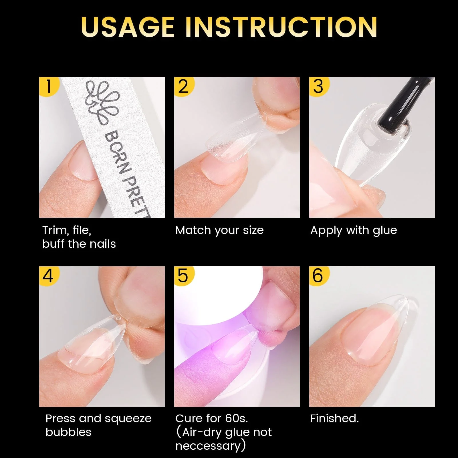 288pcs Short Coffin Pre-File Nail Tips - Image 9