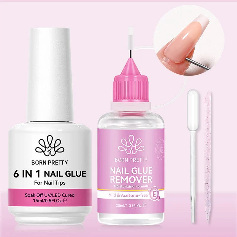 2pcs Set Nail Glue Remover & 6 in 1 Nail Glue Gel