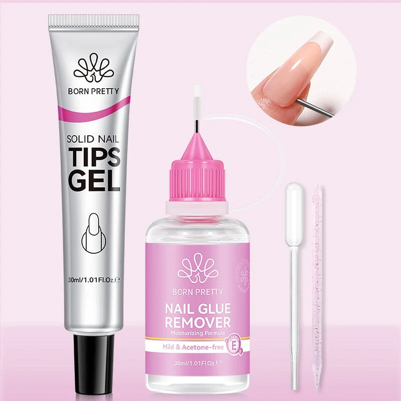 2pcs Set Nail Glue Remover & Solid Nail Tips Gel