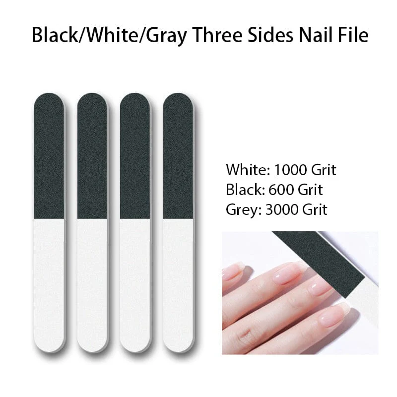 3-sided Nail File Buffer Black White Grey - Image 4