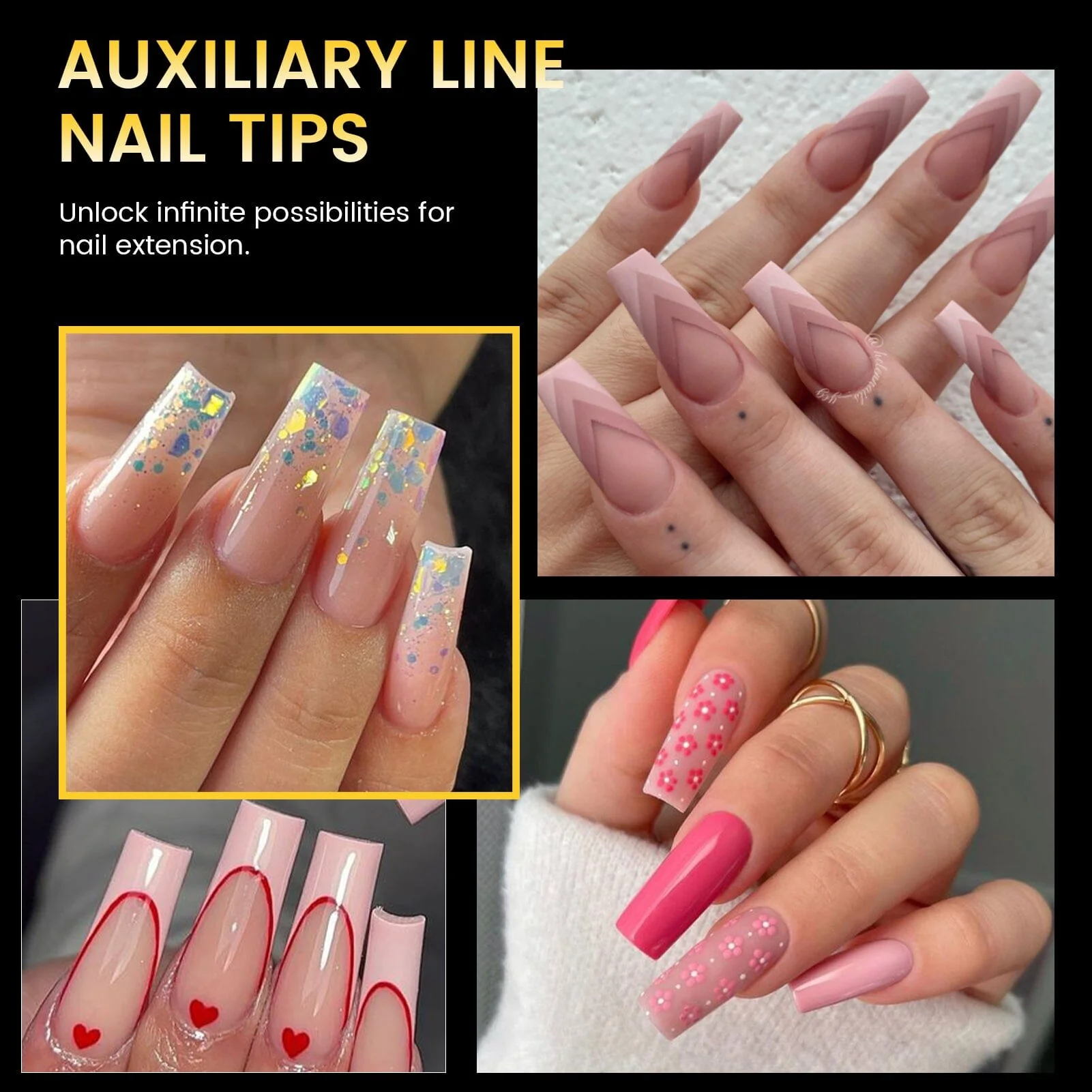 300pcs Half Cover Straight Auxiliary Line Nail Tips 12 Different Sizes - Image 2