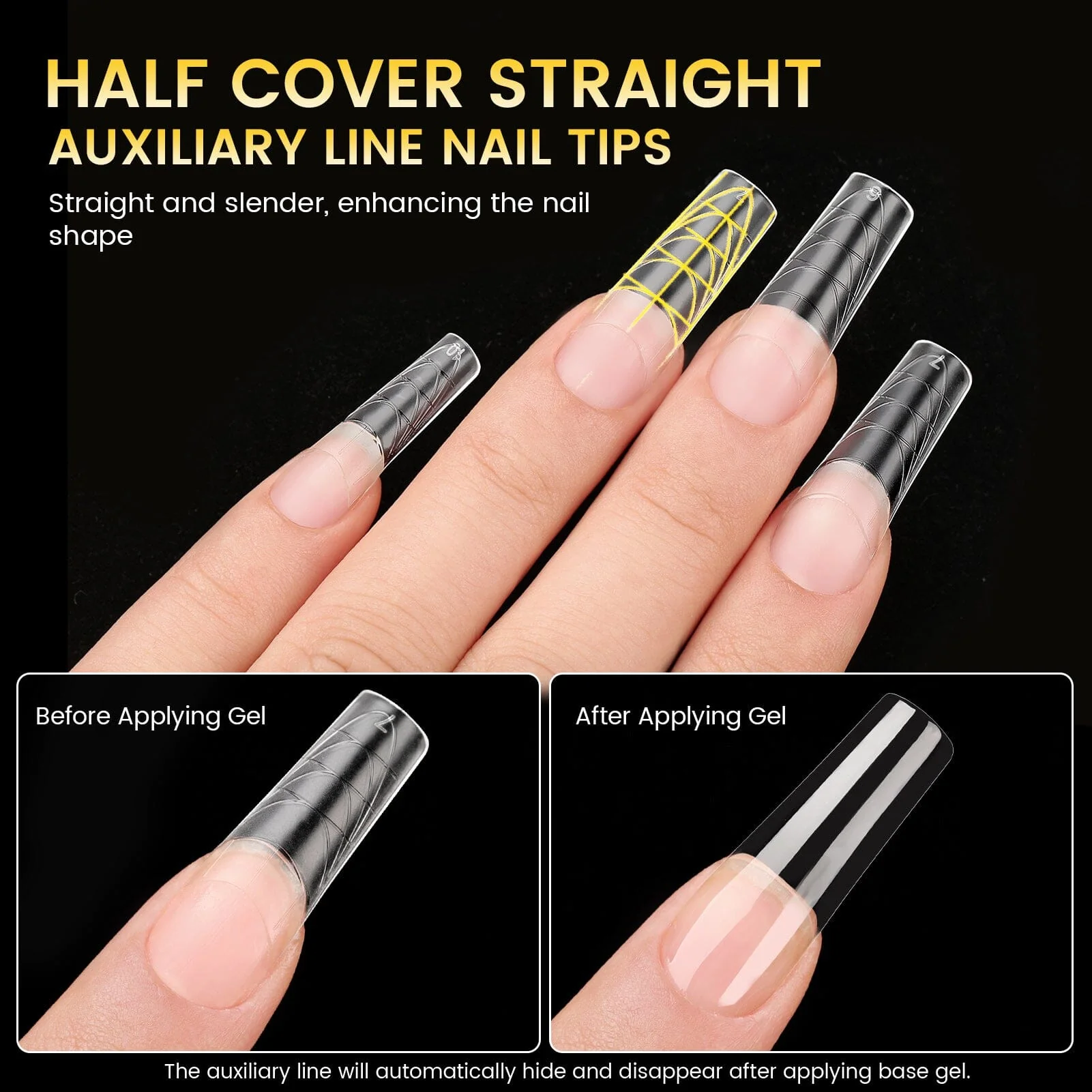 300pcs Half Cover Straight Auxiliary Line Nail Tips 12 Different Sizes - Image 3