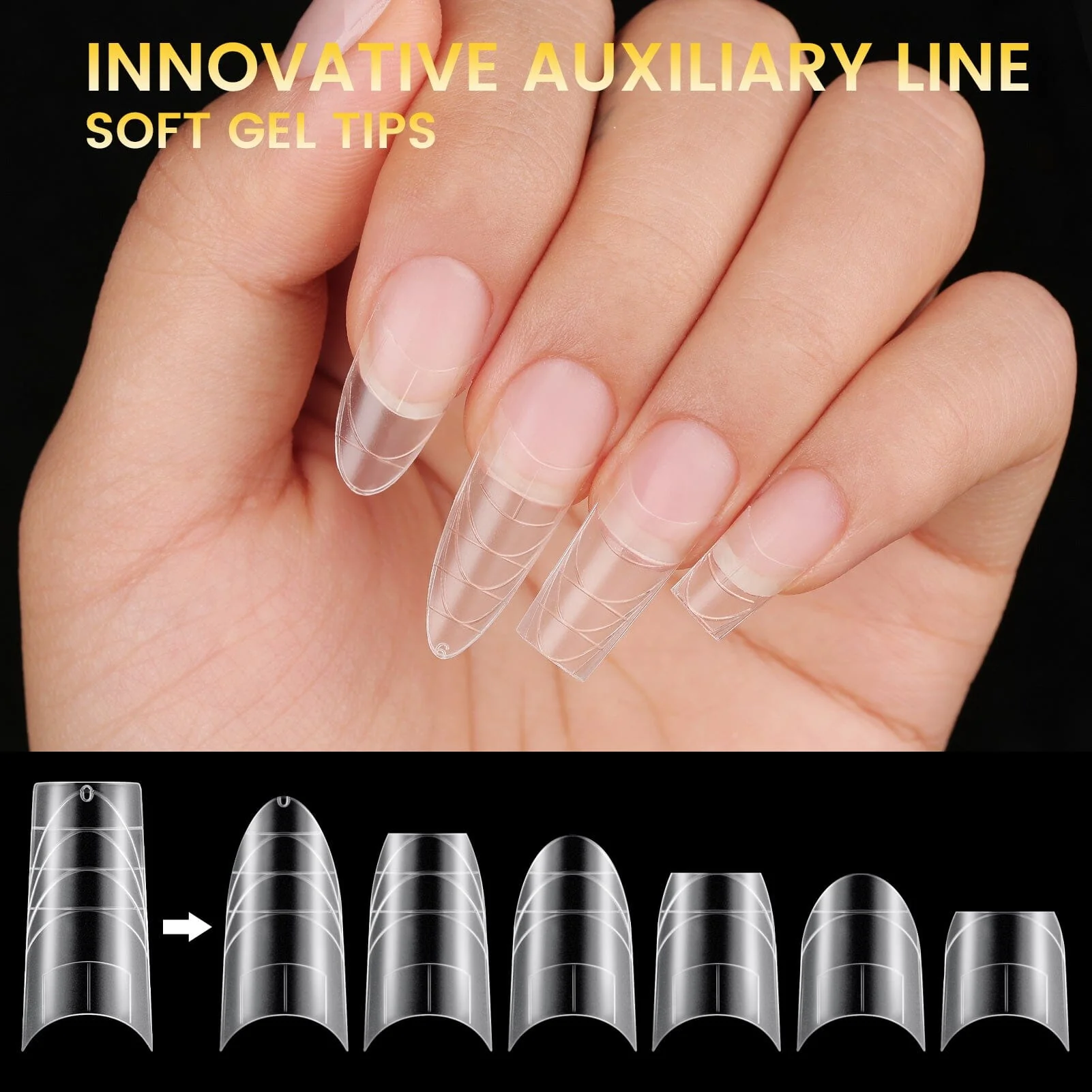 300pcs Half Cover Straight Auxiliary Line Nail Tips 12 Different Sizes - Image 4
