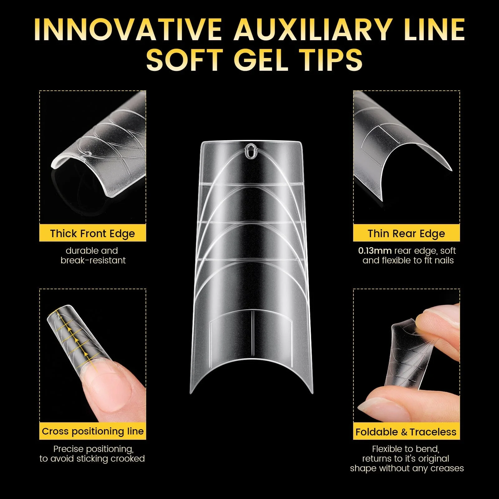 300pcs Half Cover Straight Auxiliary Line Nail Tips 12 Different Sizes - Image 5