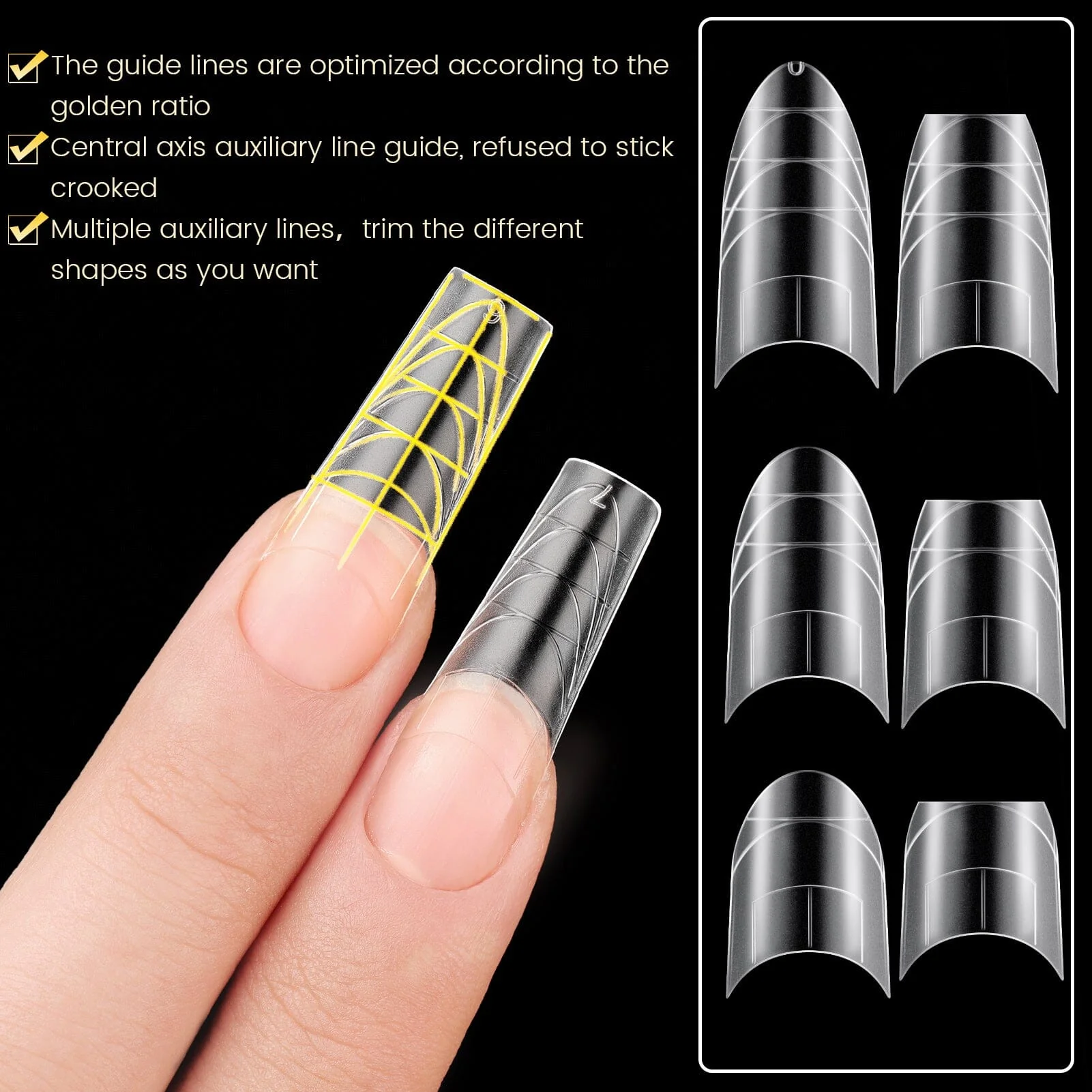 300pcs Half Cover Straight Auxiliary Line Nail Tips 12 Different Sizes - Image 6