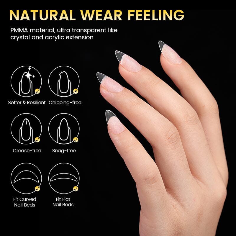 300pcs Medium Almond Semi-frosted Full Cover False Nail Tips - Image 2