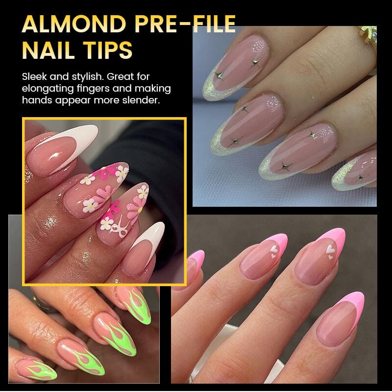 300pcs Medium Almond Semi-frosted Full Cover False Nail Tips - Image 3