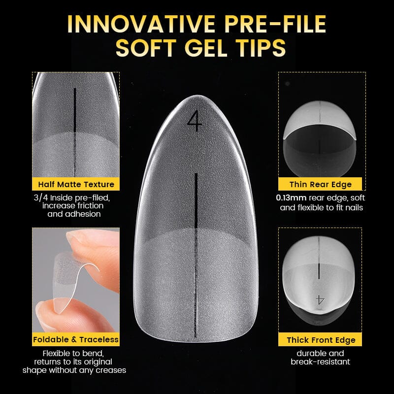 300pcs Medium Almond Semi-frosted Full Cover False Nail Tips - Image 4