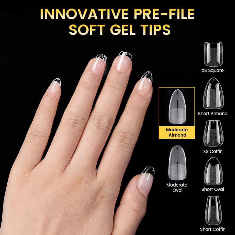 300pcs Medium Almond Semi-frosted Full Cover False Nail Tips - Image 6