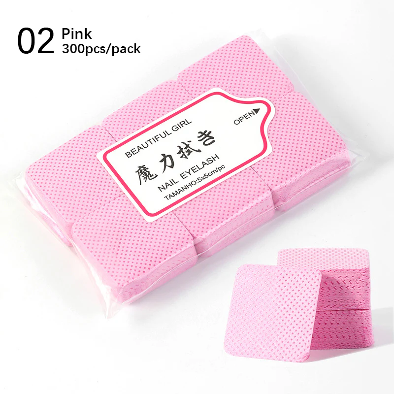300pcs Pink Lint Free Nail Wipes - Image 12