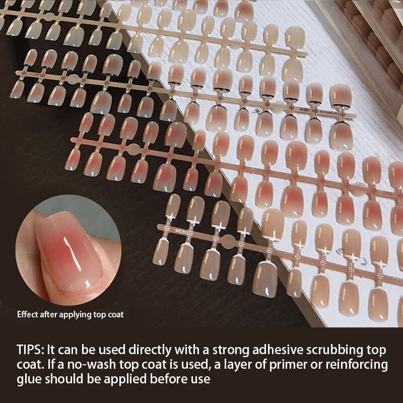30pcs 15 Sizes Short Square Blush Gradient False Nail Tips Press on Nails - Image 12