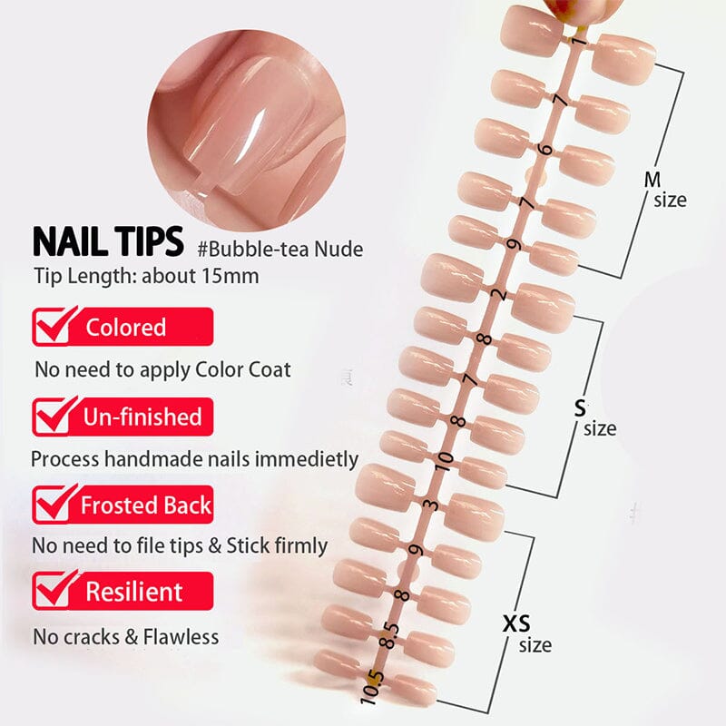 30pcs 15 Sizes Short Square Blush Gradient False Nail Tips Press on Nails - Image 13