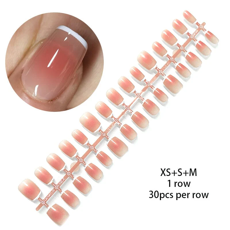 30pcs 15 Sizes Short Square Blush Gradient False Nail Tips Press on Nails - Image 25