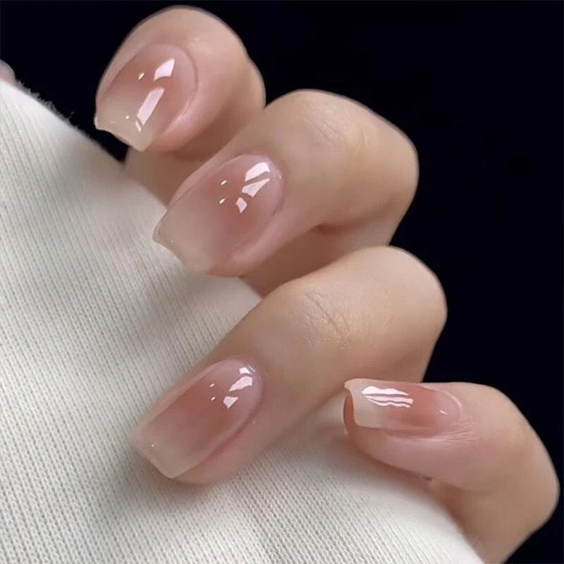 30pcs 15 Sizes Short Square Blush Gradient False Nail Tips Press on Nails - Image 5