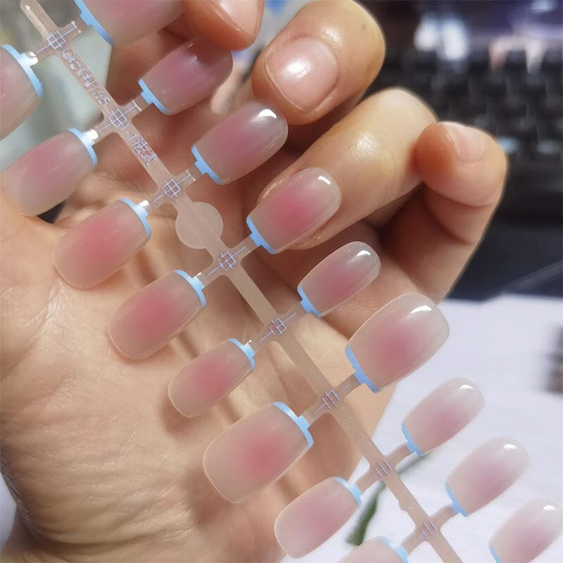 30pcs 15 Sizes Short Square Blush Gradient False Nail Tips Press on Nails - Image 6