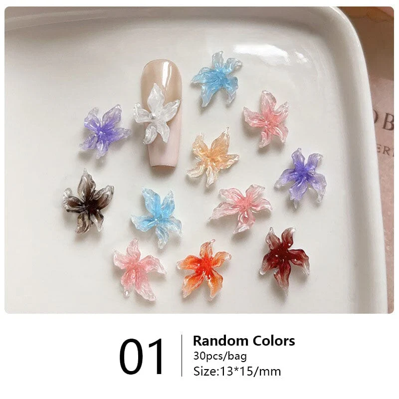 30pcs Lily Flowers Plastic Nail Art Decorations - Image 12