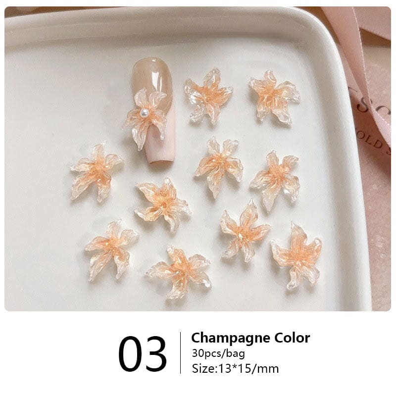 30pcs Lily Flowers Plastic Nail Art Decorations - Image 13