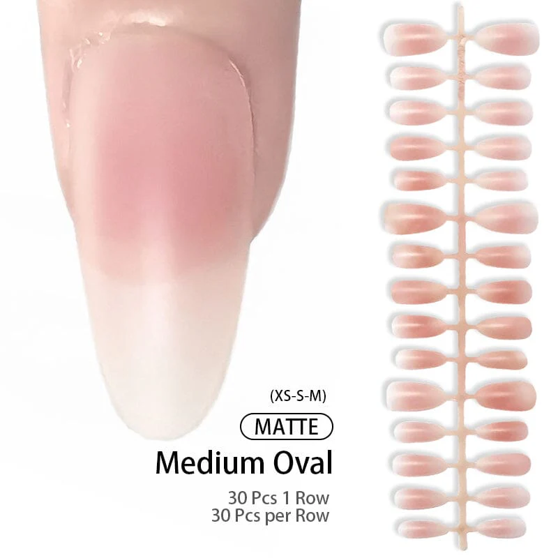30pcs Medium Oval Pink Matte Press on Nails