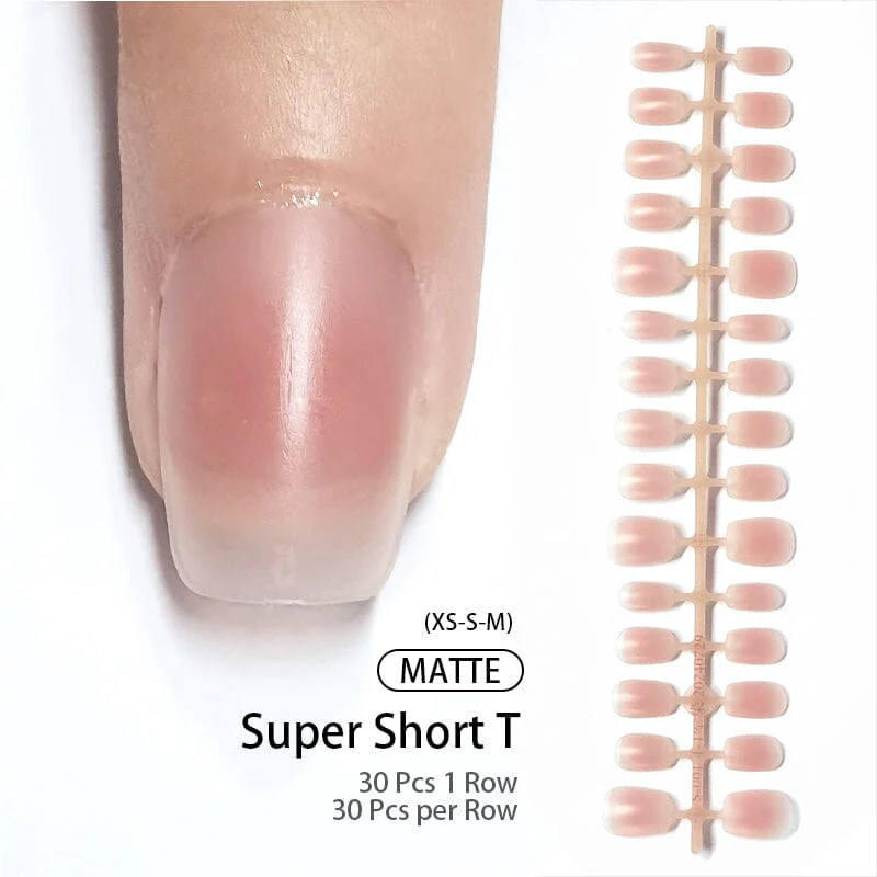 30pcs Super Short Trapezoid Pink Matte Press on Nails
