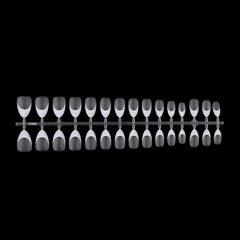 30pcs White French Short Almond Press on Nails - Image 2
