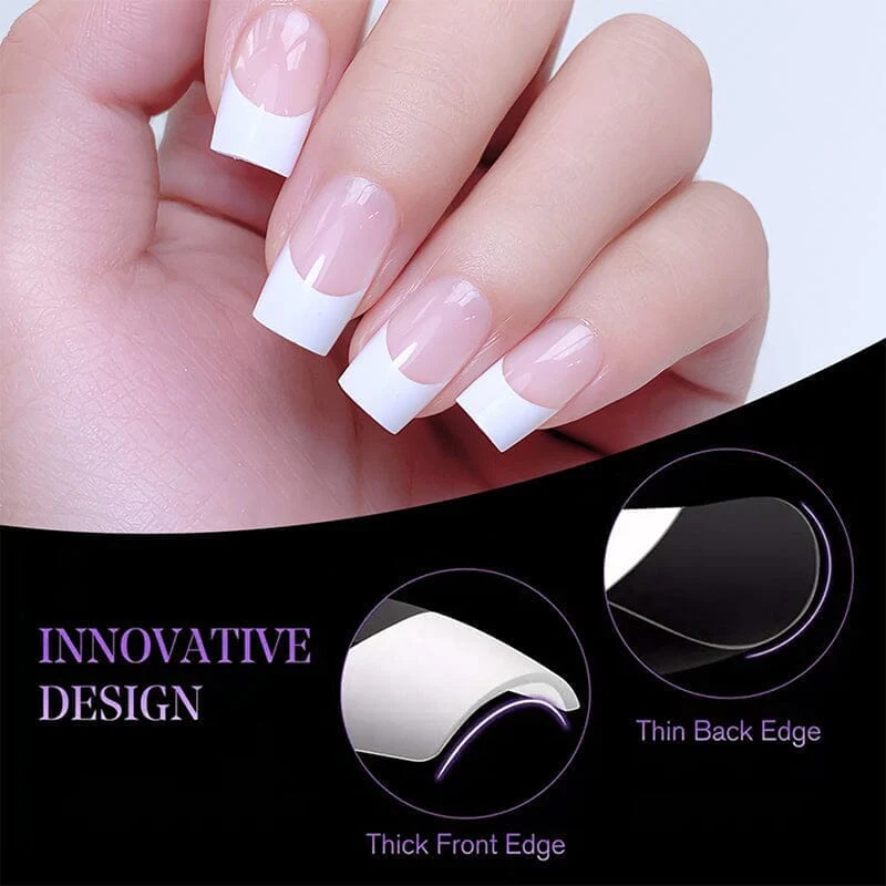 30pcs White French Square Round Press on Nails - Image 3