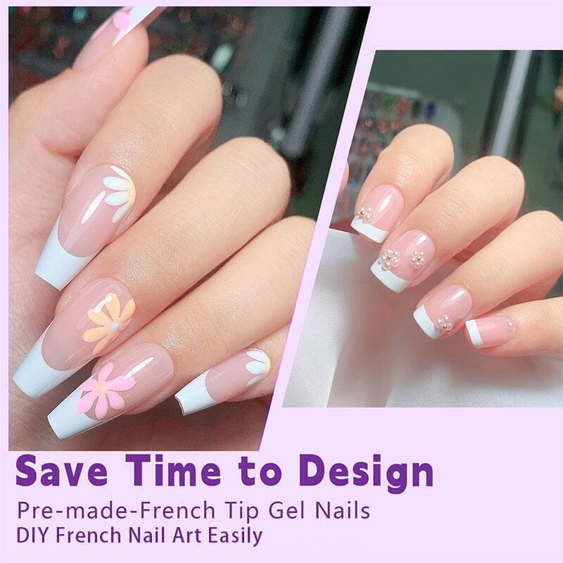 30pcs White French Square Round Press on Nails - Image 4
