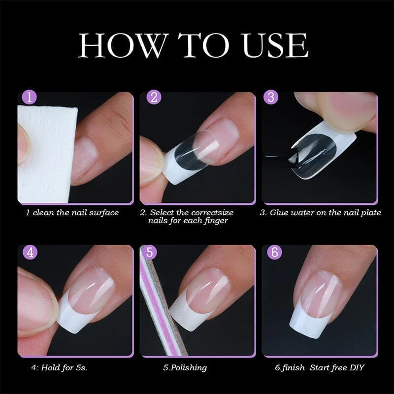 30pcs White French Square Round Press on Nails - Image 6