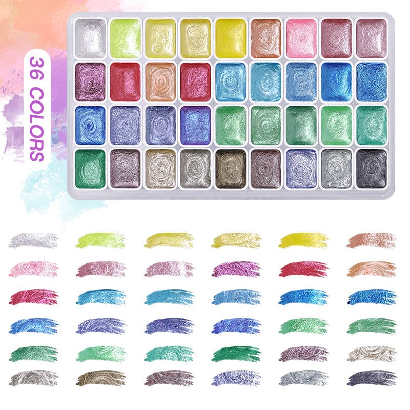 36 Colors Pearlescent Solid Watercolor Paint