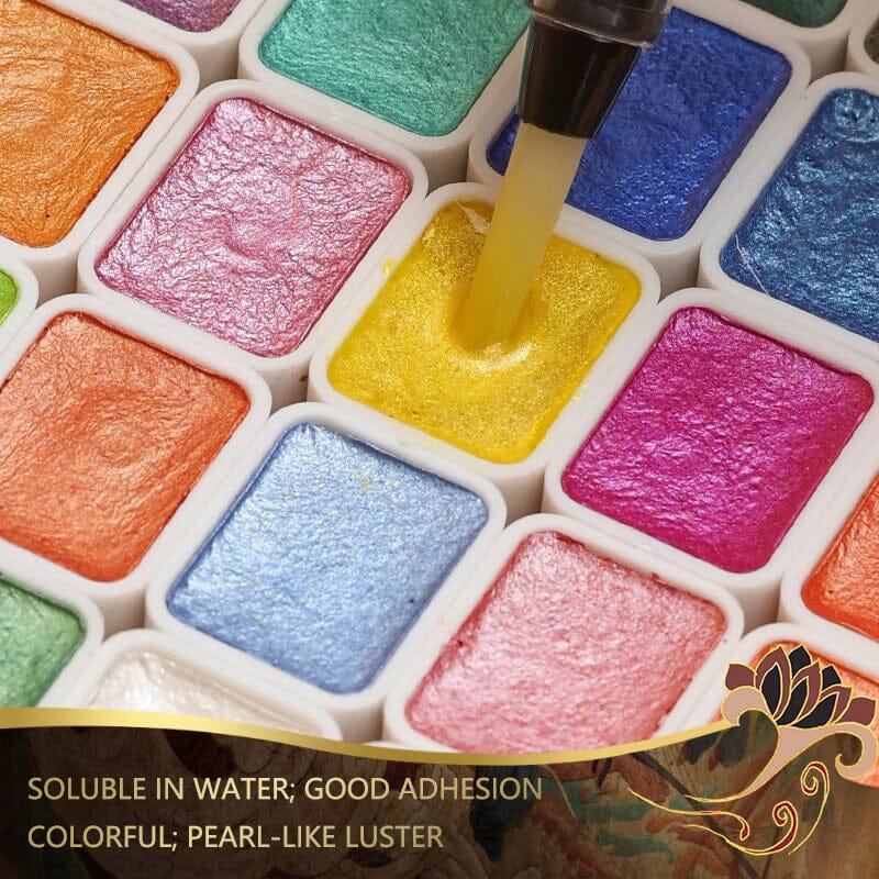 36 Colors Pearlescent Solid Watercolor Paint - Image 4