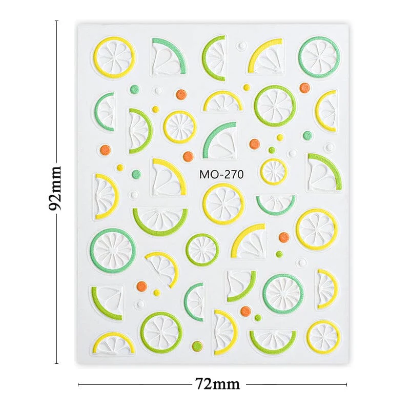 3D Nail Art Stickers Orange Strawberry Cherry Bee Patterns - Image 10