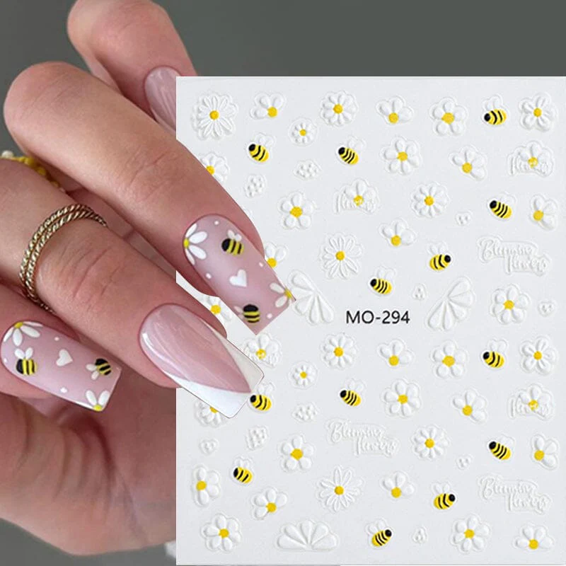 3D Nail Art Stickers Orange Strawberry Cherry Bee Patterns - Image 7