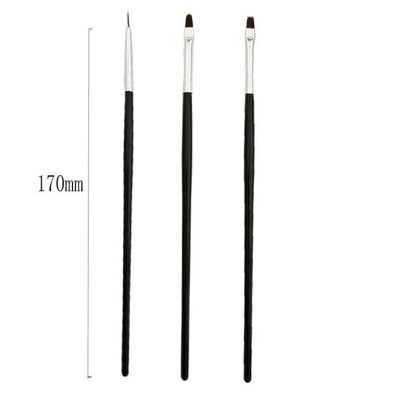 3pcs Black Handle Nail Brush Set - Image 6