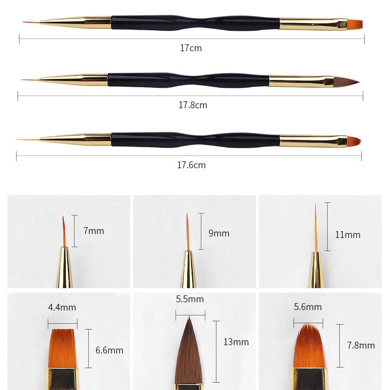 3pcs Double Head UV Gel Nail Brushes - Image 12