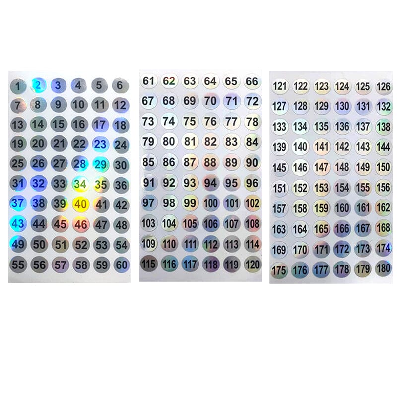 3pcs Number Label Stickers 1-180