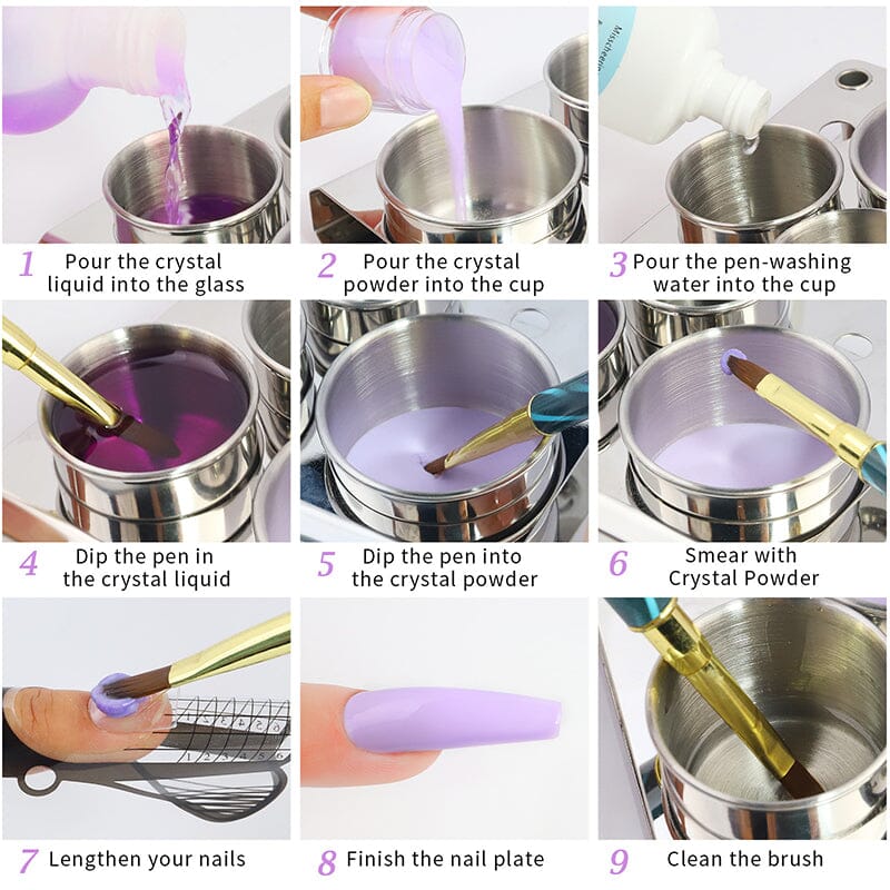 3pcs Powder Liquid Cup Set Stainless Steel Manicure Container Cup - Image 7