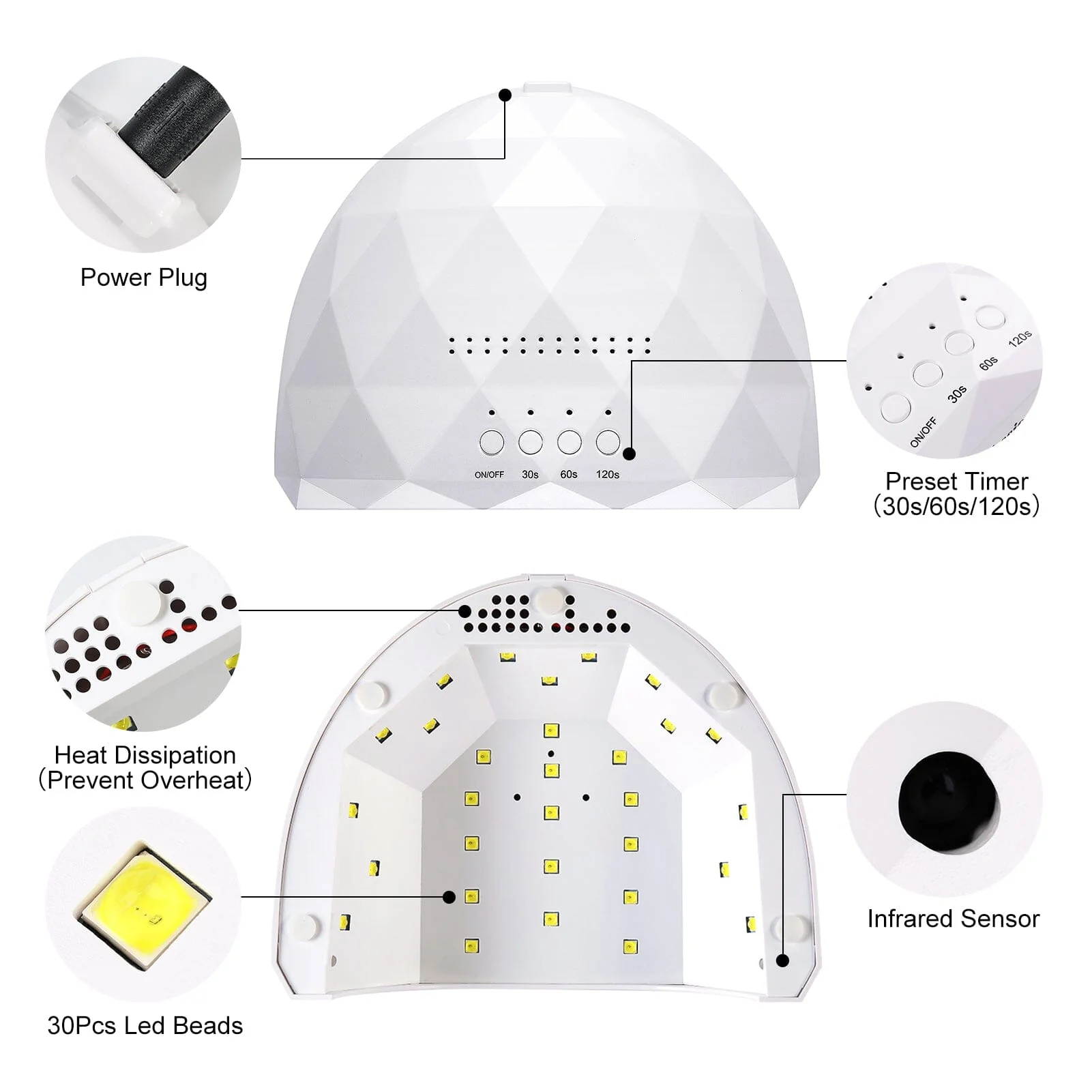 48W UV LED Nail Lamp US Type Plug - Image 8