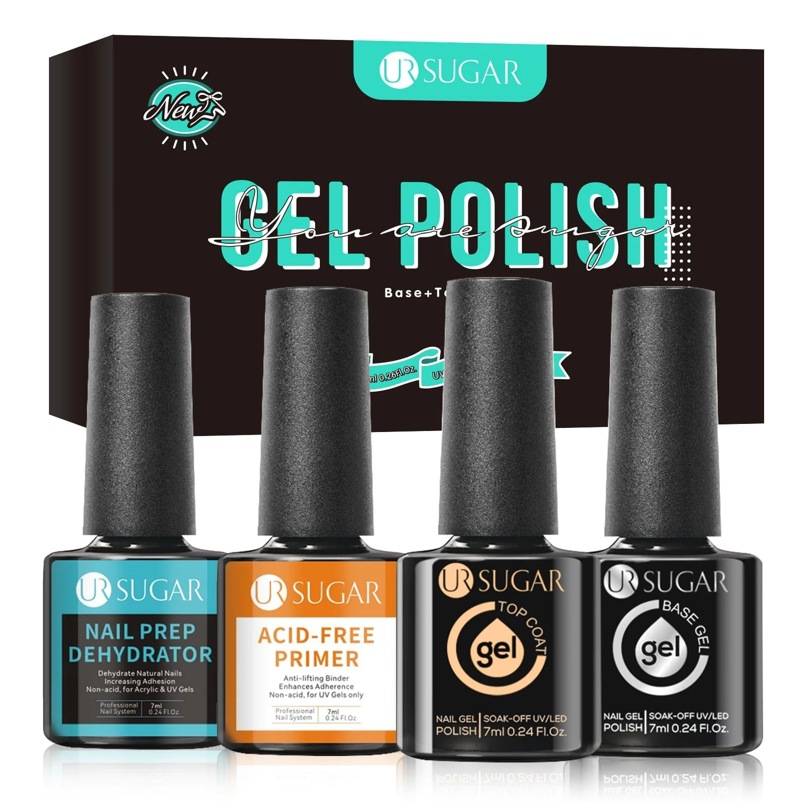 4pcs Gel Set Base Top Primer Dehydrator 7ml