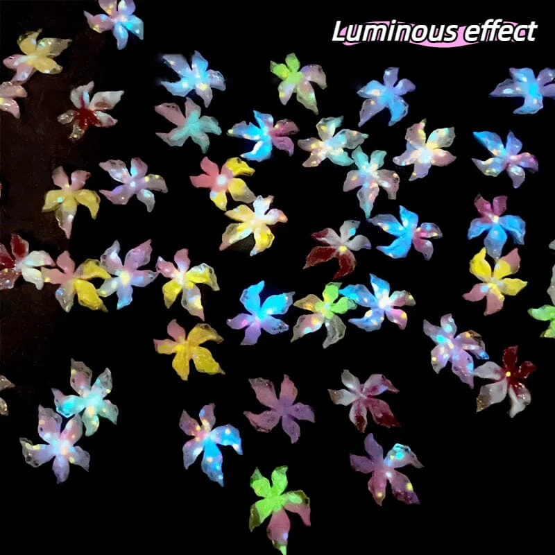 50pcs Colorful Luminous 3D Nail Decorations Resin Lily Flowers - Image 6
