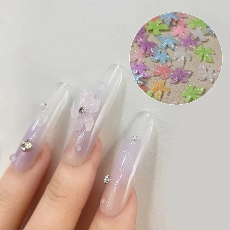 50pcs Multicolor Lily Spring 3D Nail Decorations - Image 11